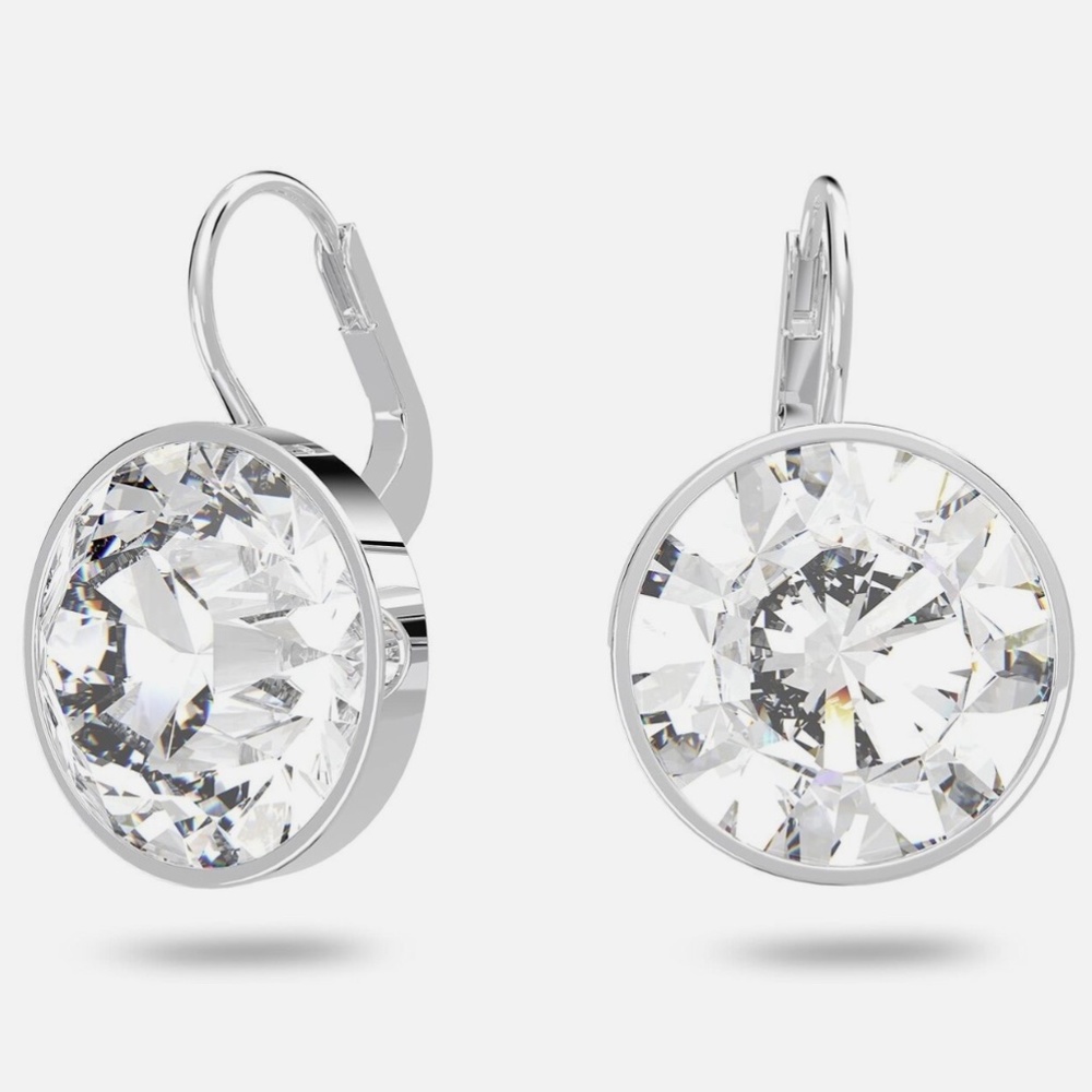 Swarovski Authentic Bella Rhodium Plated Drop Earrings Clear Crystal